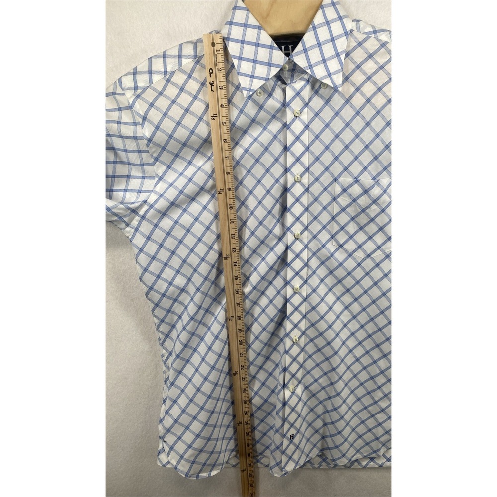 Vintage‎ Hilfiger Luxurious Button-Up Shirt Blue Geometric Large C79 - Picture 7 of 9